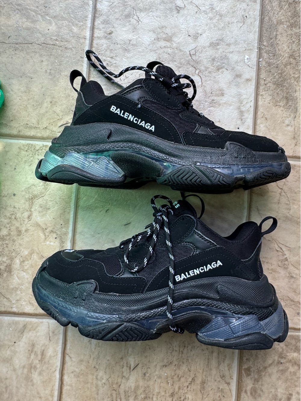 Balenciaga Black Triple S-Style Chunky Sneakers